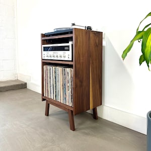 Record Player Stand / Solid Hardwood / Completely Customizable