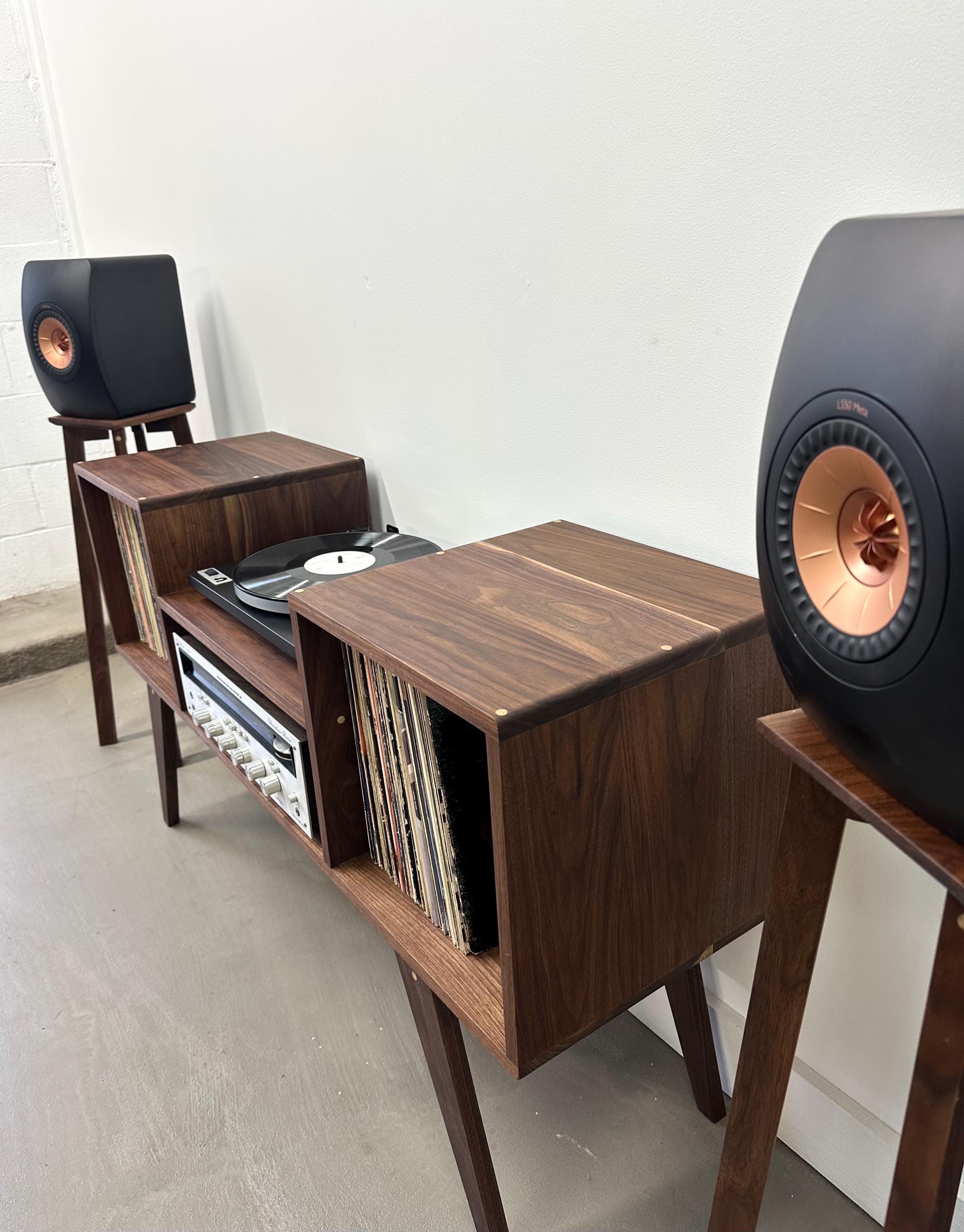 Lowboy Record Player Console / Customizable Vinyl Cabinet / Solid ...