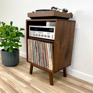 Customizable Record Storage Console / Record Stand / Solid Hardwood