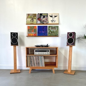 Floating Triple Record Ledge / Solid Hardwood Vinyl Shelf / LP Rail