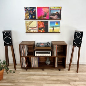 Floating Triple Record Ledge / solid hardwood / Vinyl Shelf