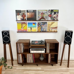 Floating Quad Record Ledge / Solid Hardwood / Vinyl Shelf