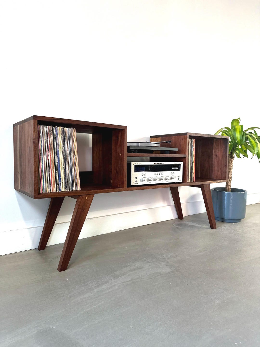 Lowboy Record Player Console / Customizable Vinyl Cabinet / Solid ...