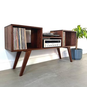 Lowboy Record Player Console / Customizable Vinyl Cabinet / Solid Hardwood / Home Media Cabinet