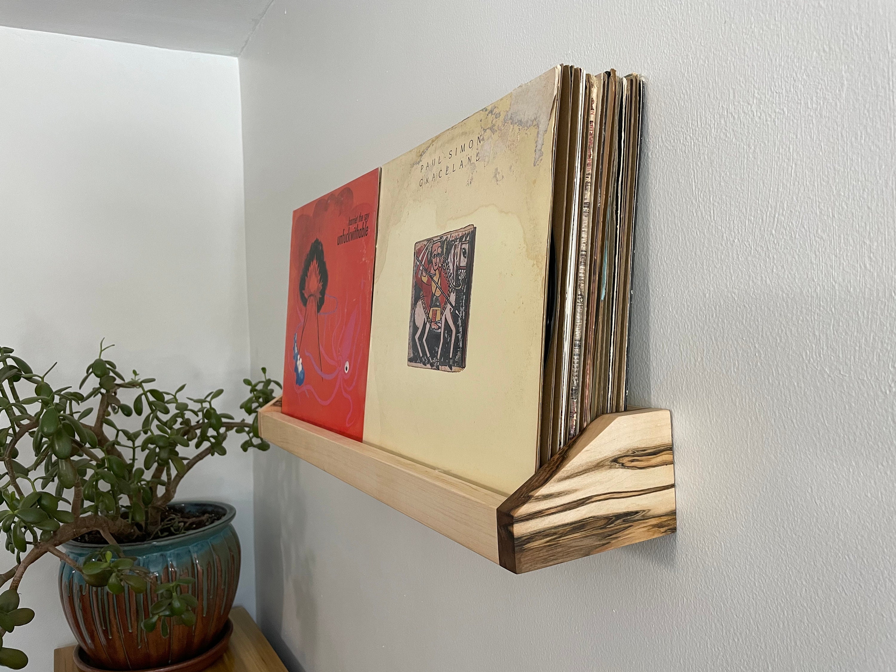 Double floating record shelf Double record display shelf Etsy