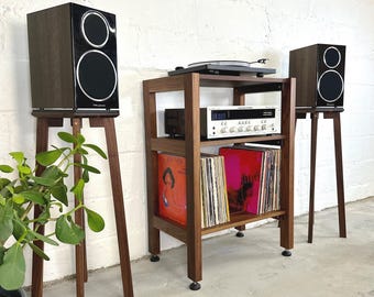 Stereo Console / Equipment Stand  / Record Player Stand / Turntable Station / Solid Hardwood & Customizable