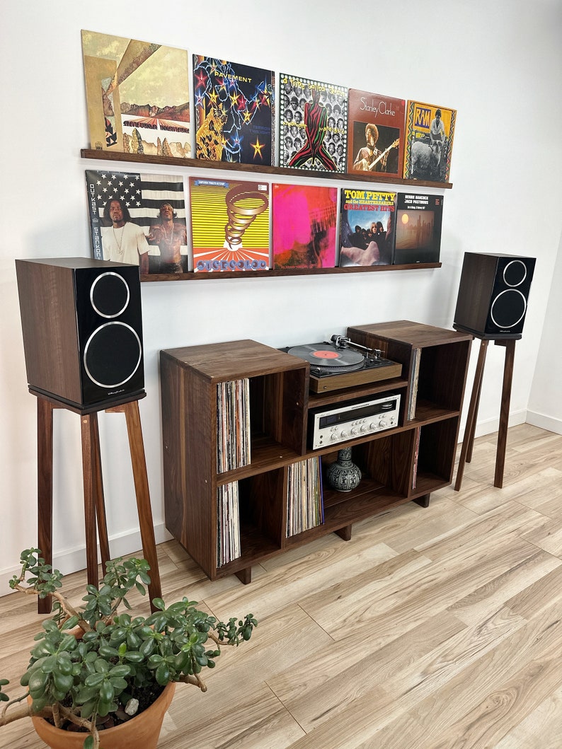 5 Record Ledge / Solid Hardwood / Vinyl Shelf image 2