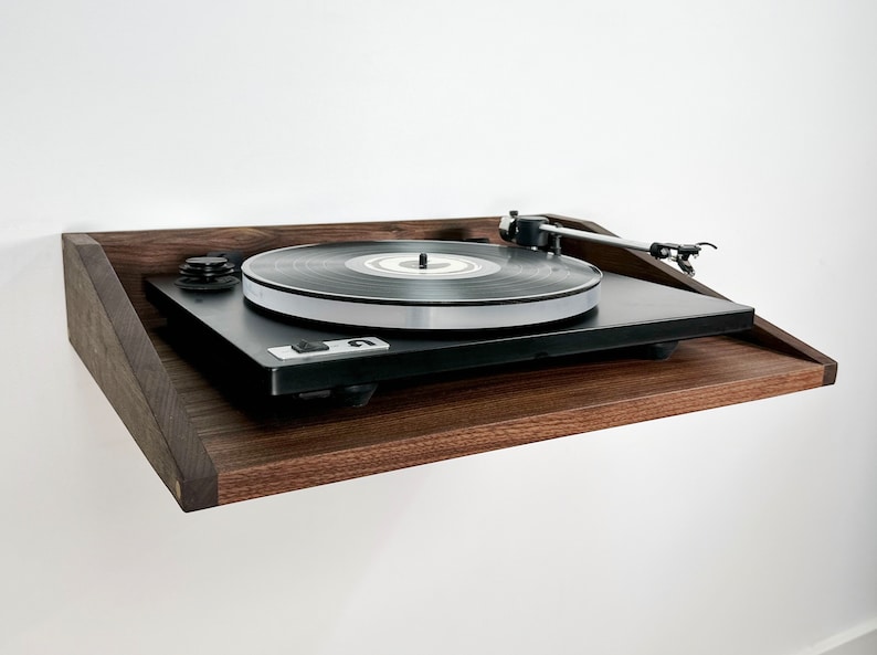 Zwevende plank draaitafel / Aanpasbare plank voor platenspeler / Projectorplank / Massief hardhout afbeelding 3
