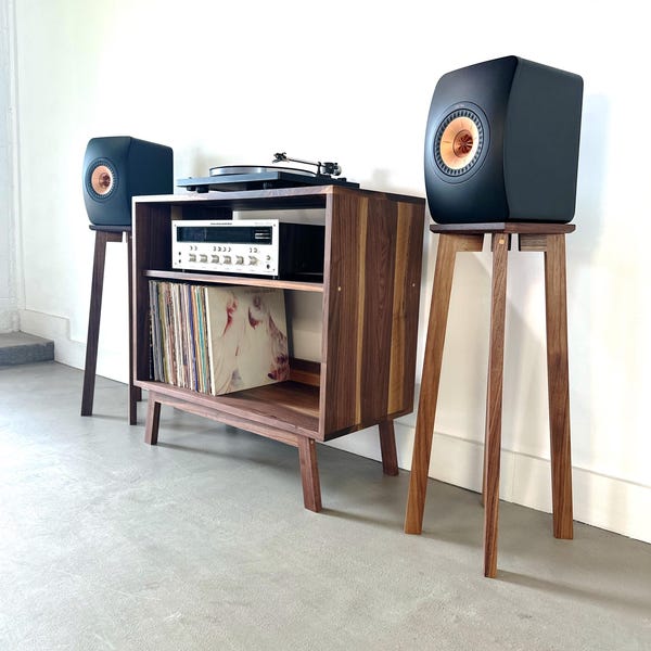 HF1 / Tall stands /Handmade Hardwood Speaker Stands: Customizable, Elevated Sound (Set of 2)