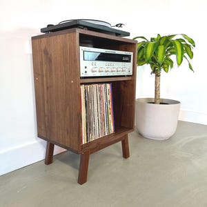 Customizable Record Storage Console / Record Player Stand / Solid Hardwood