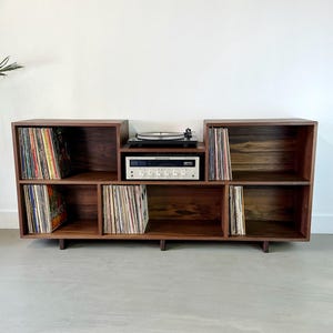 The Euclid / Record Console / Customizable Record Storage Cabinet / Solid Hardwood