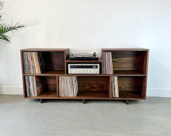 The Euclid / Record Console / Customizable Record Storage Cabinet / Solid Hardwood