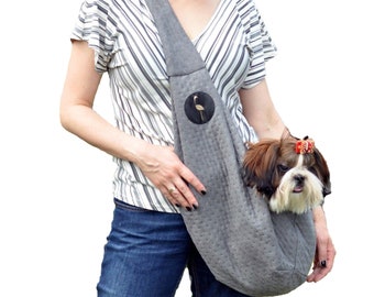 Handmade Grey Pet Dog Carrier Bag Puppy Sling Travel Carry Tote Shoulder