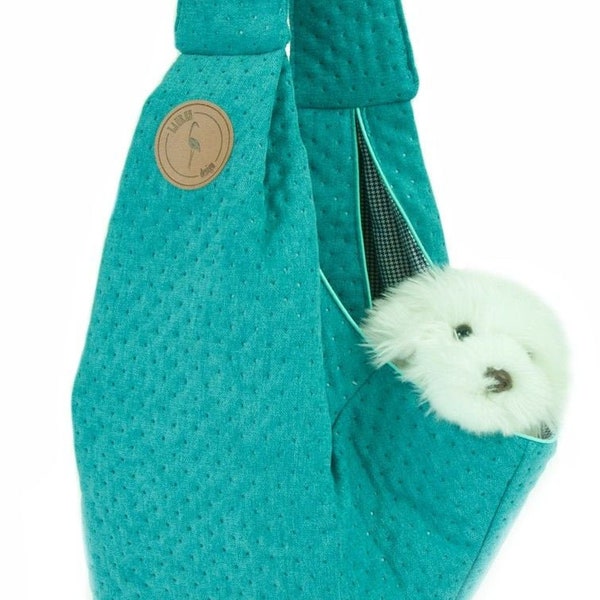 Handmade Turquoise Pet Dog Carrier Bag Puppy Sling Travel Carry Tote Shoulder