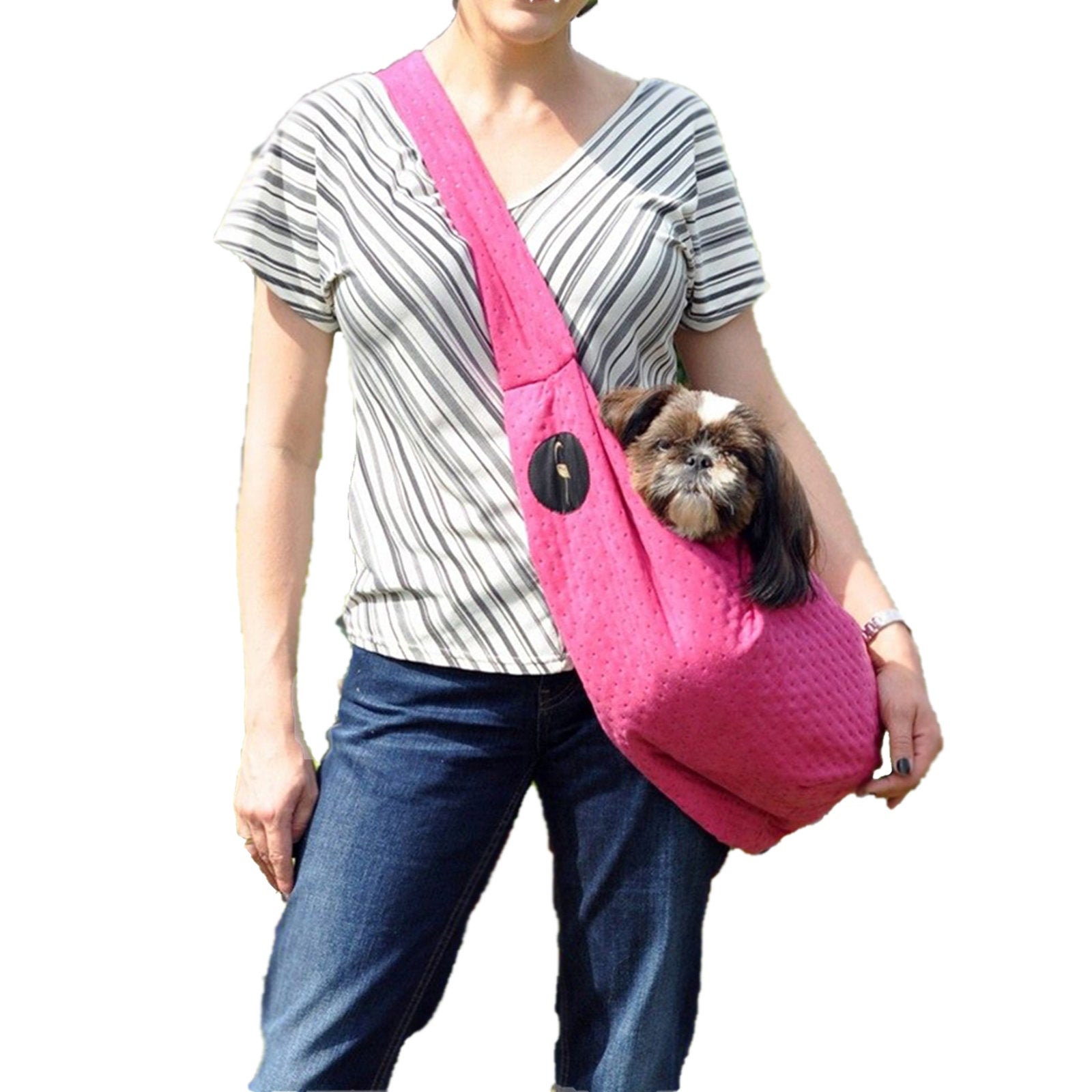Handmade Pink Pet Dog Carrier Bag Puppy Sling Travel Carry Tote
