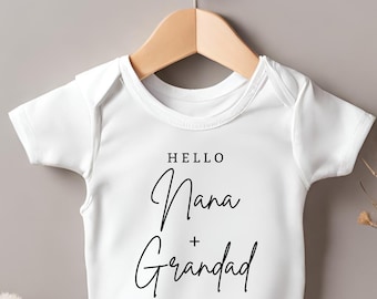 Body de bebé "Hola Nana y Abuelo" - Body para revelar el embarazo - Baby Shower - Recién nacido - Regalo perfecto