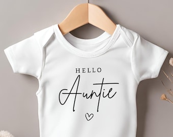 Body de bebé "Hola tía" - Anuncio de embarazo - Body para revelar el embarazo - Baby Shower - Sobrino - Sobrina - Regalo perfecto