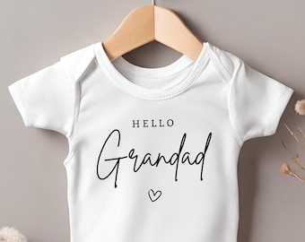 Hello Grandad Baby Grow - Pregnancy Announcement - Pregnancy Reveal Baby Grow - Baby Shower - New Born Grandson Grandaughter - Perfect Gift