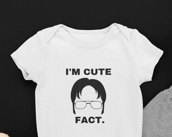 I Am Cute... Fact - Dwight Schrute - The Office - Baby Grow - Bodysuit - Romper - Onesie - Sleepsuit - Baby Clothing - Perfect Gift