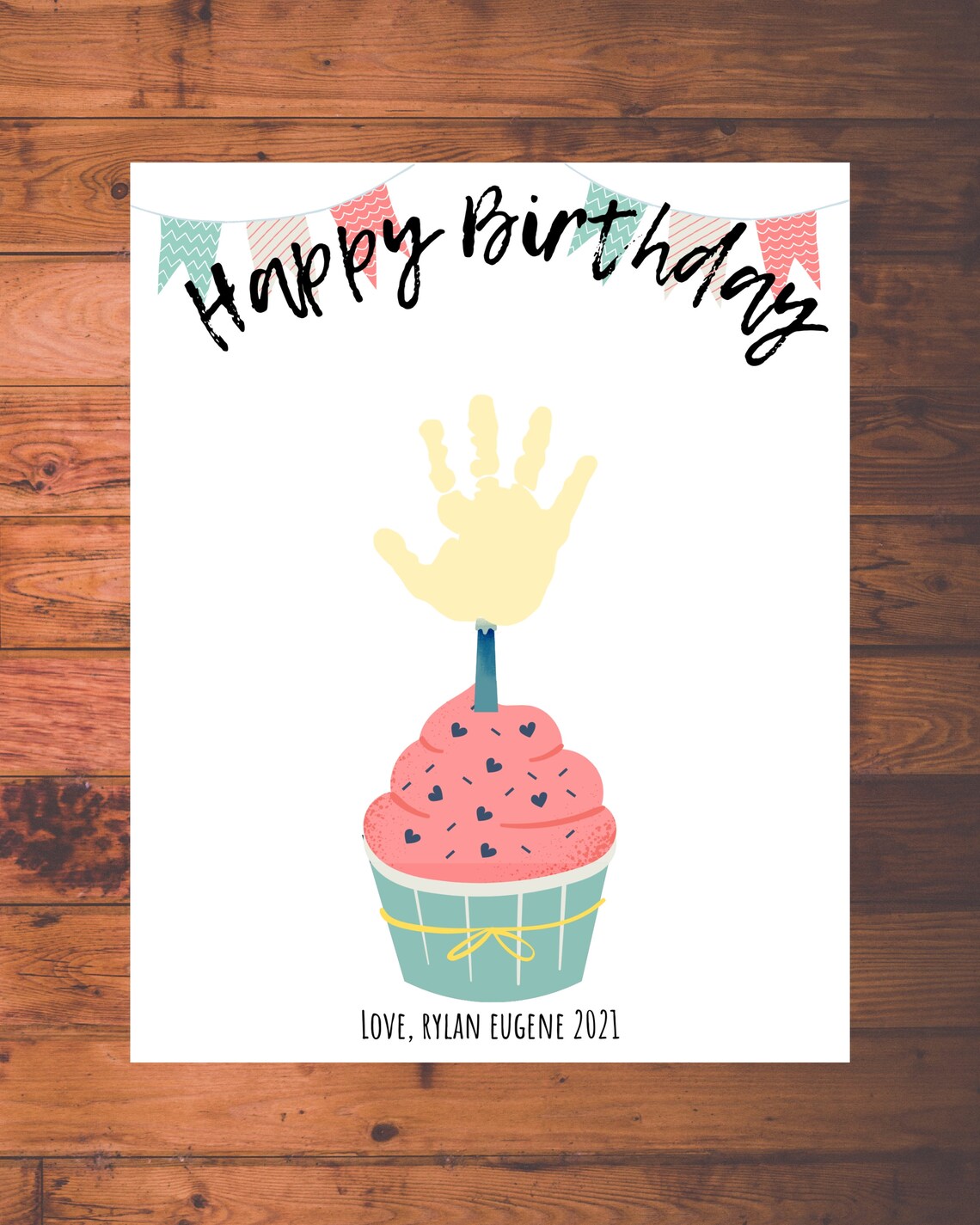 Happy Birthday Handprint Art/Handprint Keepsake/ Custom Gift | Etsy