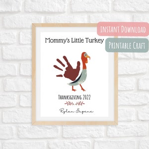 Mamá's Little Turkey Acción de Gracias Impresión a mano Recuerdo/Artesanía de Acción de Gracias/Descarga instantánea/ Editable Imprimible