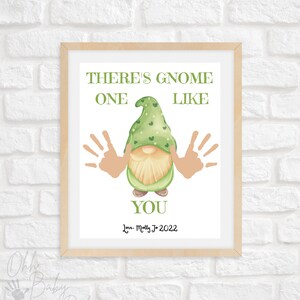 There&#39;s Gnome One Like You Hand Print Card/ Hand Print Keepsake/ Kid&#39;s Craft/ Printable Card/ Instant Download