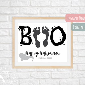 BOO Foot Print Halloween Keepsake/Foot Print Keepsake/ Foot Print Craft/ Instant Download/ Editable Printable