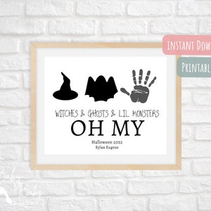 Witches  Ghosts  Lil Monsters Halloween Hand Foot Print Keepsake/Gift Keepsake/ Hand Print Craft Instant Download/ Editable Printable