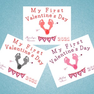 Baby's First Valentine's Day/ Baby's Foot print Valentine's Keepsake with Personalized Name/Valentine's Gift/Valentine's Editable Printable image 8