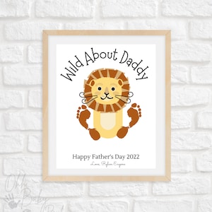 Wild Über Daddy Vatertag Fuß Druck Karte / Vatertag Andenken / Vatertag Handwerk / Sofort Download / Editable Printable