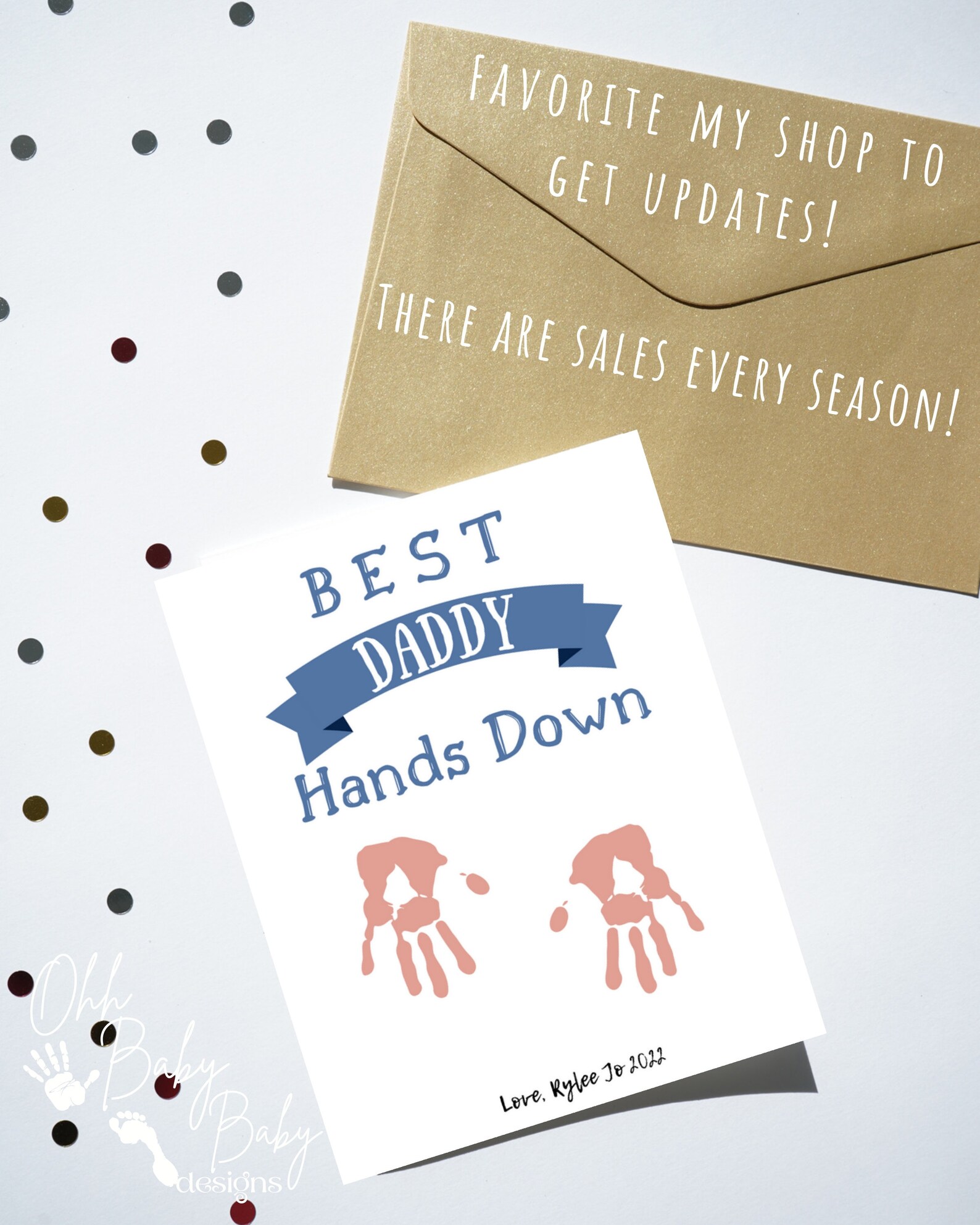 Best Daddy Hands Down Father's Day Hand Print Card/ Father's Day ...
