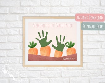 Welcome to the Carrot Patch Hand Print Easter Craft/ Hand Print Keepsake/Instant Download/ Custom Printable