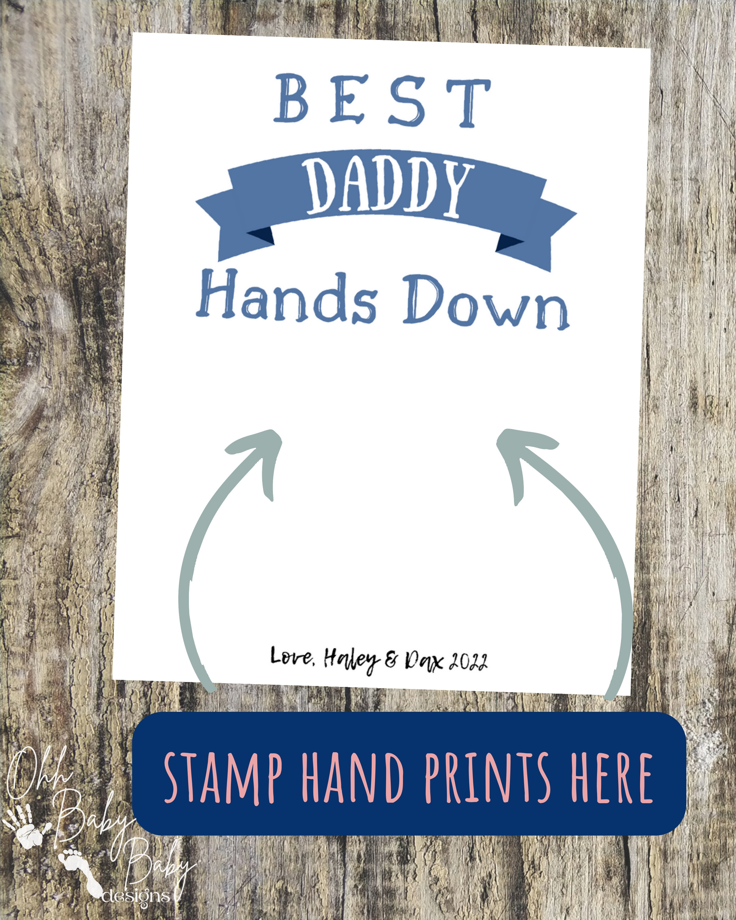 Best Daddy Hands Down Father's Day Hand Print Card/ Father's Day ...