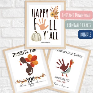 Thanksgiving Craft Bundle / Thanksgiving Hand Print Keepsakes/ Foot Print Crafts/ Instant Download/ Editable Printable