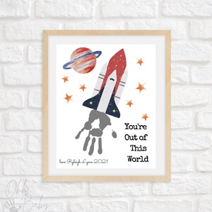 You&#39;re Out of This World Hand Print Father&#39;s Day Card/Father&#39;s Day Keepsake/ Father&#39;s Day Craft/Instant Download/Printable Card