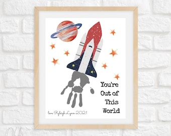 You're Out of This World Hand Print Card/Hand Print Keepsake/Kid's Craft/Printable Card/Instant Download