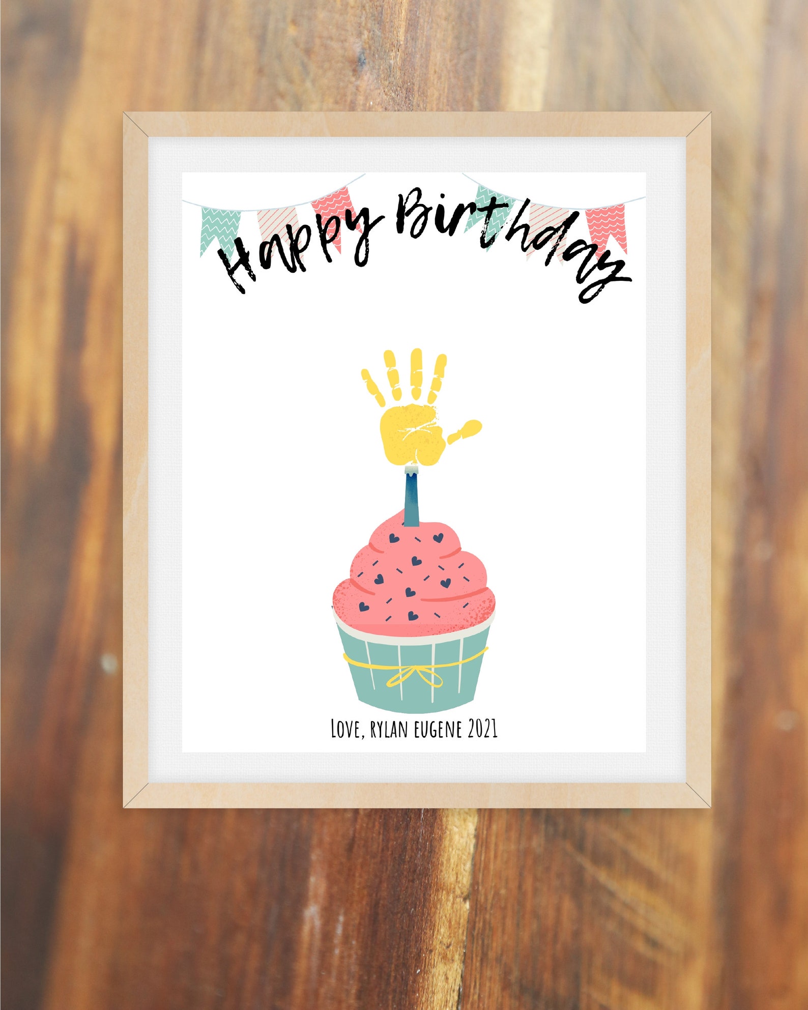 Happy Birthday Handprint Art/Handprint Keepsake/ Custom Gift | Etsy