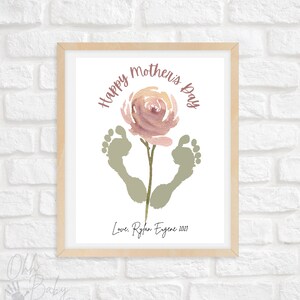 Happy Mother's Day Footprints/Mother's Day Keepsake/Mother's Day Craft/Instant Download/Editable Printable