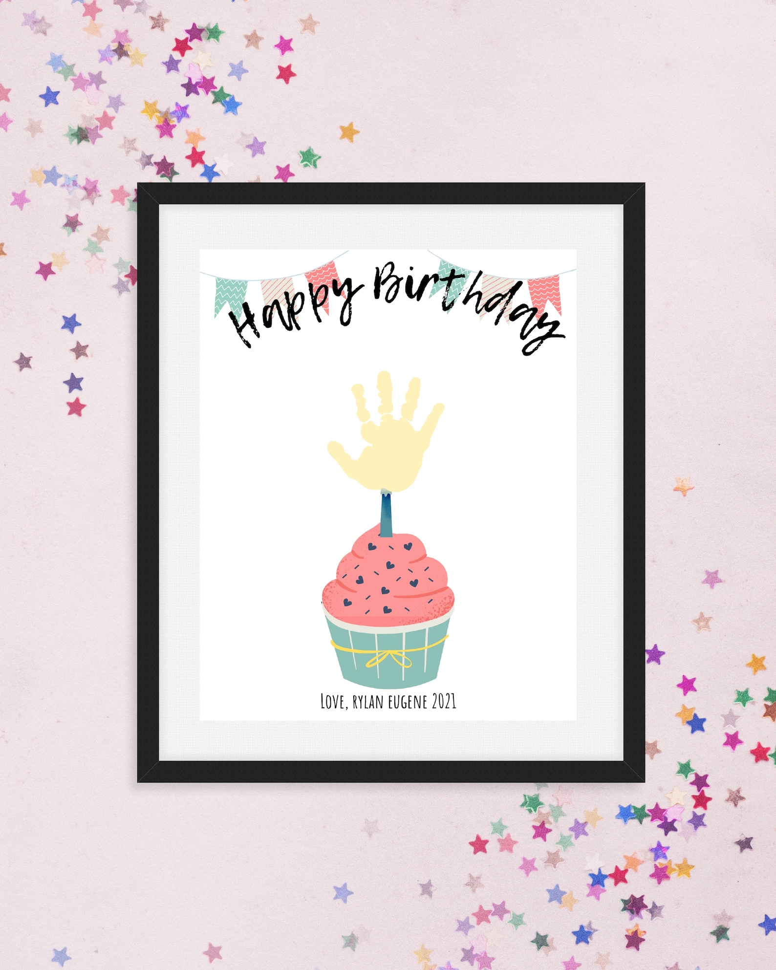 Happy Birthday Handprint Art/Handprint Keepsake/ Custom Gift | Etsy