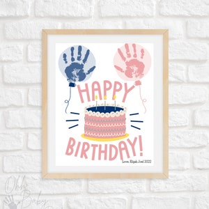 Alles Gute zum Geburtstag Hand Druck Luftballons Karte/Geburtstag Andenken/Geburtstag Handwerk/Instant Download/druckbare Karte