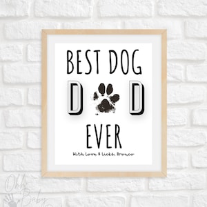 Meilleur chien papa jamais empreinte de patte carte de fête des pères/empreinte de patte souvenir/empreinte de patte artisanat/téléchargement instantané/carte imprimable