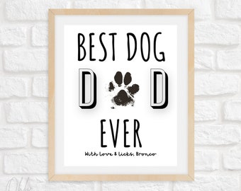 Best Dog Dad Ever Paw Print Card/Paw Print Keepsake/Paw Print Craft/ Instant Download/ Printable Card
