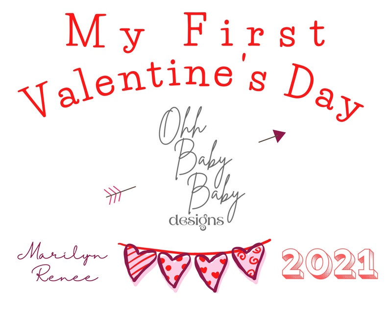 Baby's First Valentine's Day/ Baby's Foot print Valentine's Keepsake with Personalized Name/Valentine's Gift/Valentine's Editable Printable image 5