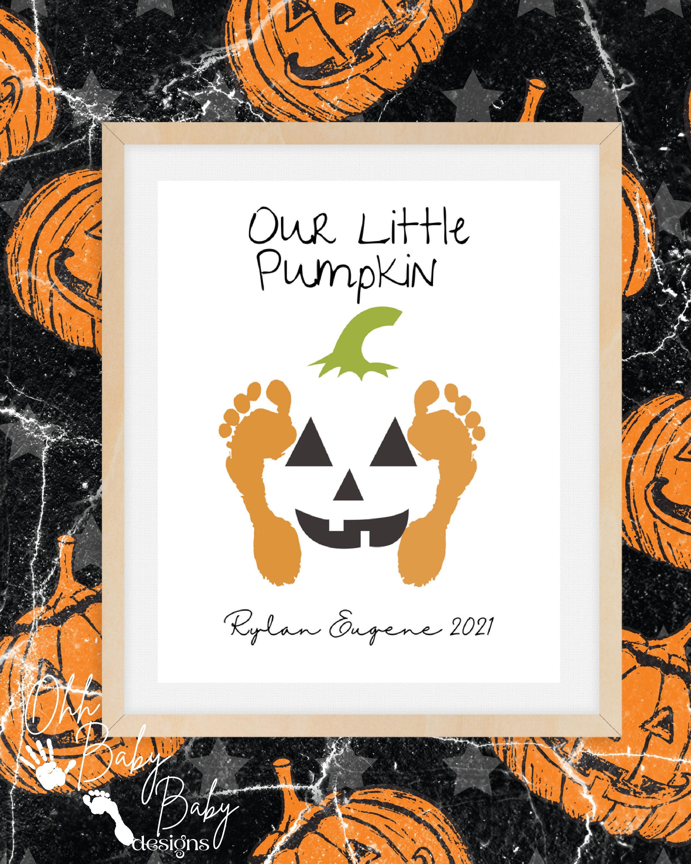 Our Little Pumpkin Foot Print Halloween Keepsake/foot Print Keepsake/ Foot Print Craft/instant