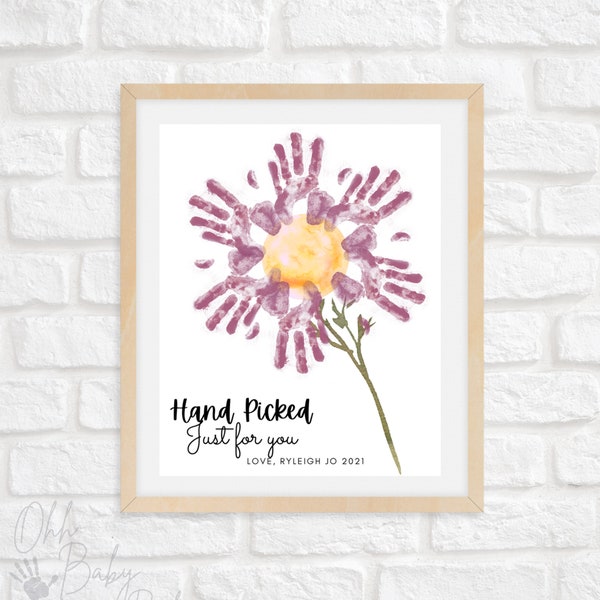 Hand Picked Just for You Handprint Card/ Hand Print Keepsake/ Printable Card/ Instant Download