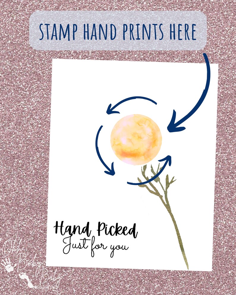 Hand Picked Just for You Handprint Card/ Mother's Day Etsy