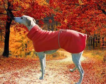 Greyhound / Lurcher / whippet fleece dog coat - 'Marmalade Buttons' design