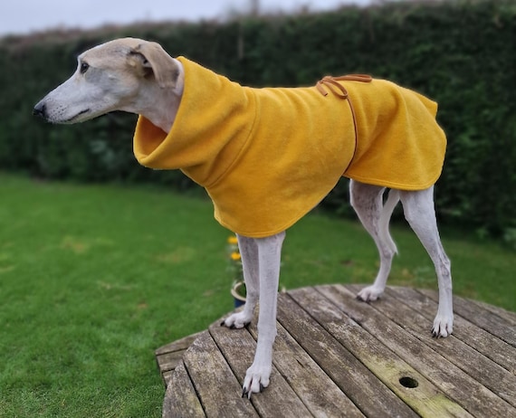 Greyhound Lurcher Whippet single layer fleece coat with ties multiple  plain colours