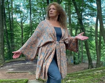 Rosa Kimono / Morgonrock / Unik / Batik / Present till henne / Present till henne / Lyx / Strand / Boho