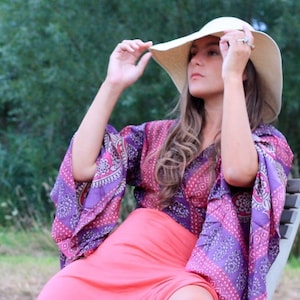 Blouse/Silk/Wrap top/Boho/Beach/Festival/gift for her